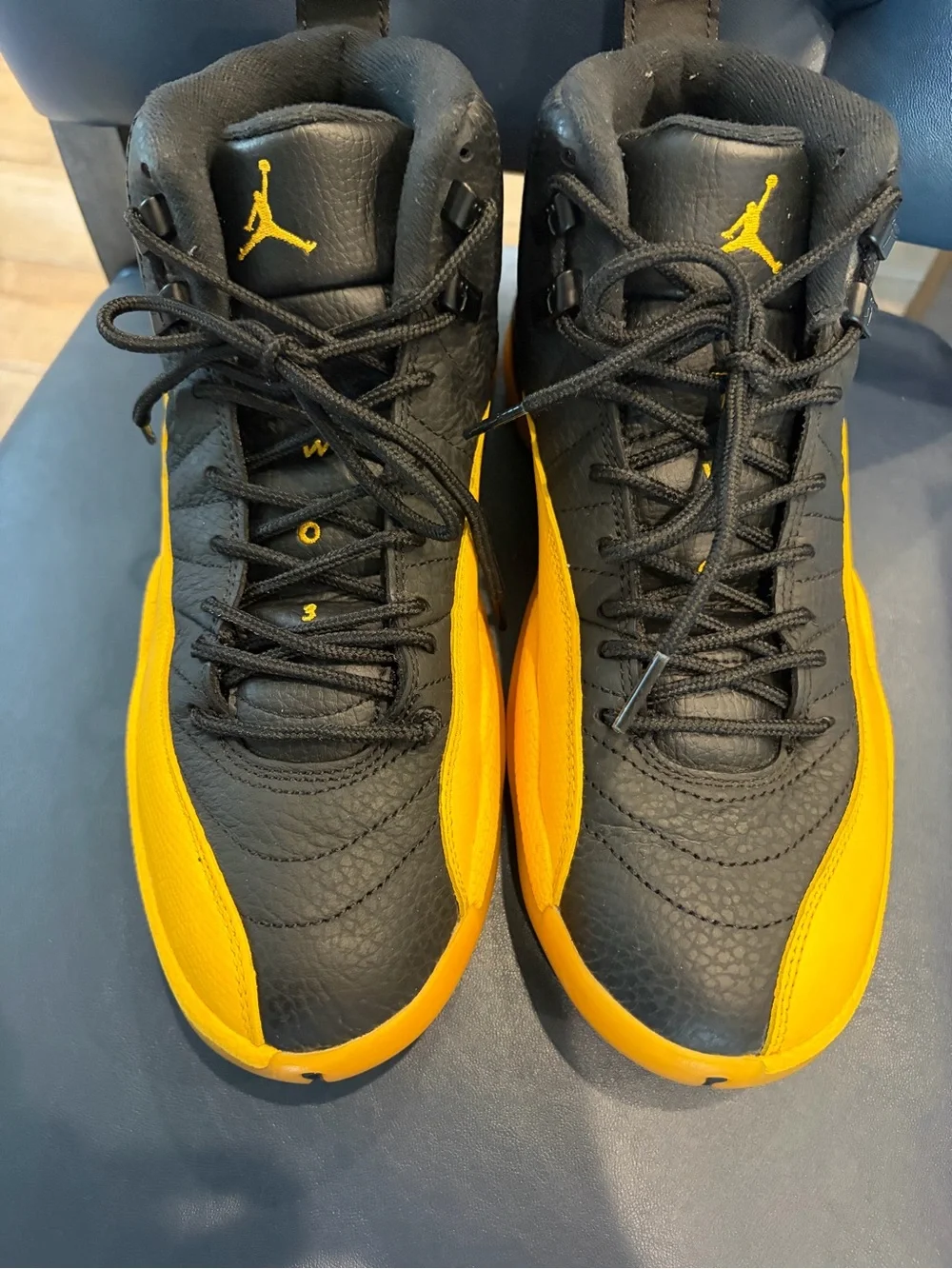 Jordan 12 Retro University Gold sneakers yellow black mens size 7.5 authentic